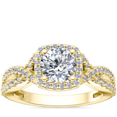 Twist Halo Diamond Engagement Ring in 14k Yellow Gold (1/2 ct. tw.)